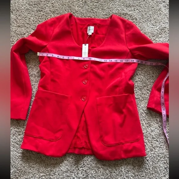 NWT Anthropologie Maeve Scoop-Neck Cutaway Blazer in Red size Medium - Picture 10 of 12